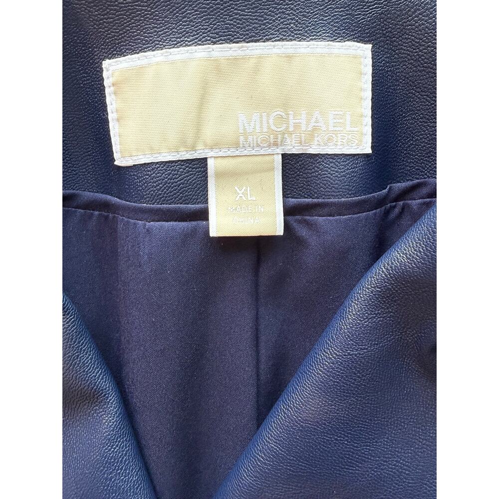 Michael Kors Navy & Gold Faux Leather Moto Jacket Size XL - Picture 7 of 8